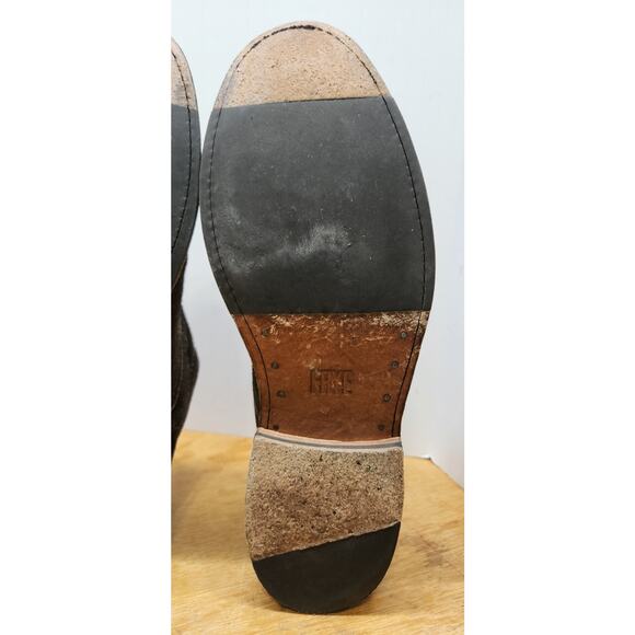 Frye Shoes Suede Paul Bal Brown Oxford Mens slip on Cap Toe‎ size 8.5D